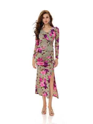 Floral Print Wrap Top & Skirt Sets
