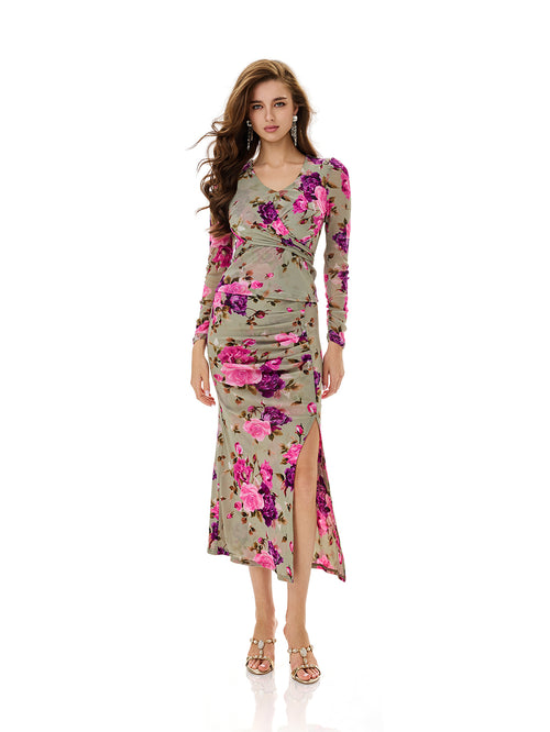 Floral Print Wrap Top & Skirt Sets