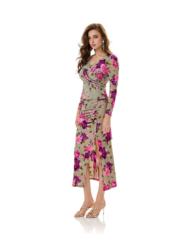 Floral Print Wrap Top & Skirt Sets