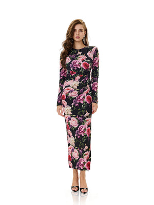 Floral Print Ruched Bodycon Dress