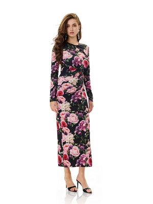 Floral Print Ruched Bodycon Dress