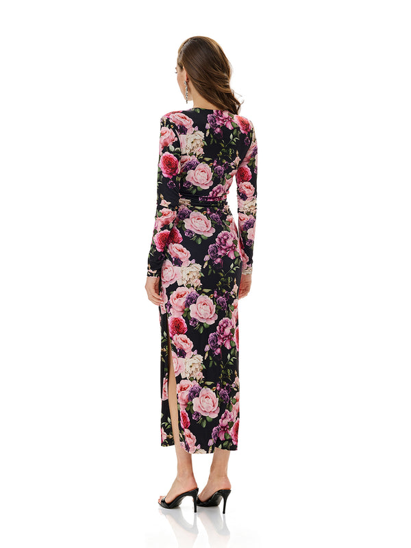 Floral Print Ruched Bodycon Dress