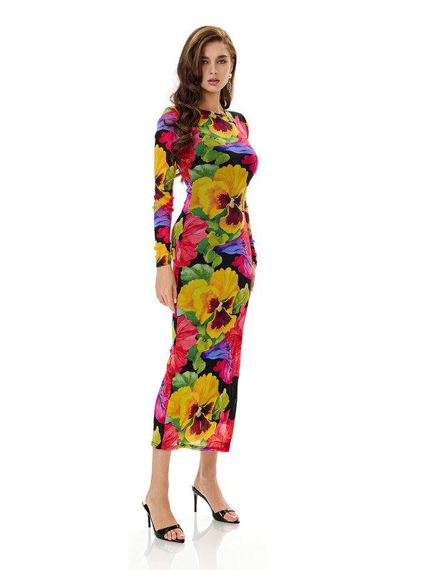 Bloom Floral Long Sleeve Bodycon Dress
