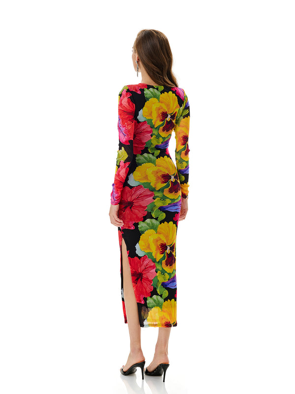 Bloom Floral Long Sleeve Bodycon Dress