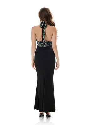 Print Halter Design Evening Dress