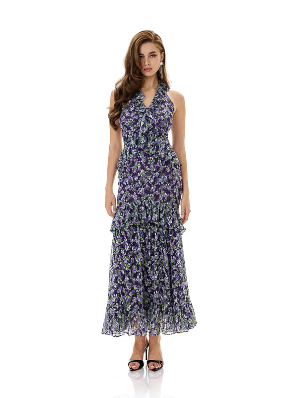 Crochet Lace Layered Ruffle Bodycon Dress