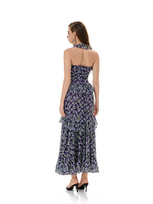 Crochet Lace Layered Ruffle Bodycon Dress