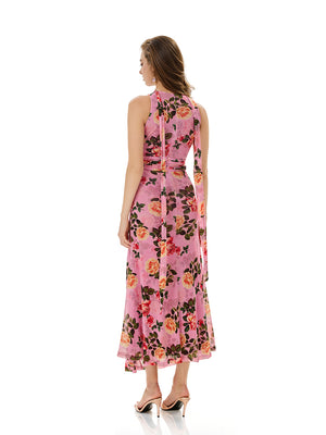 Bloom Floral Print Ruched Maxi Dress