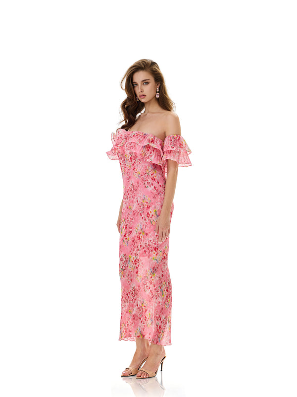 Mint Rose Ruffle Dress
