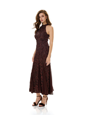 Lace Appliqué Mesh Gown