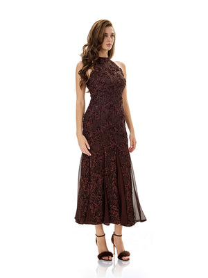 Lace Appliqué Mesh Gown