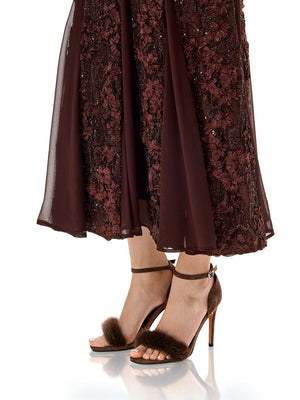 Lace Appliqué Mesh Gown