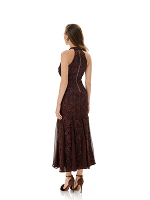 Lace Appliqué Mesh Gown