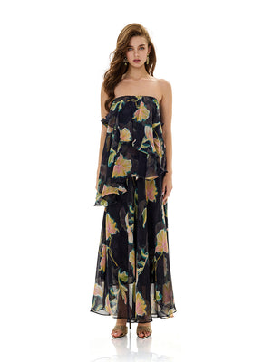 Blooming Floral Strapless Maxi Dress