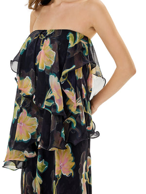 Blooming Floral Strapless Maxi Dress