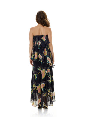 Blooming Floral Strapless Maxi Dress