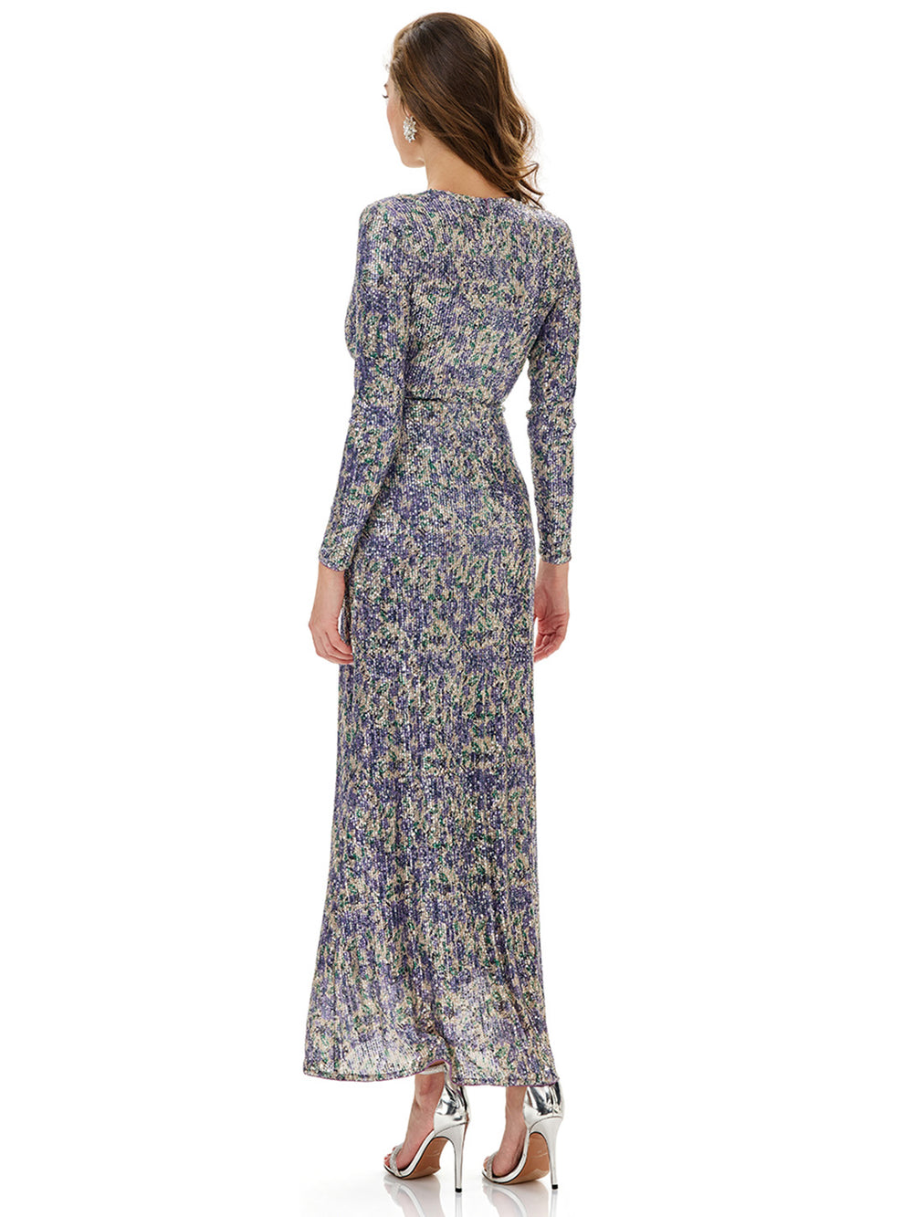 Floral Sequin Slit Maxi Dress