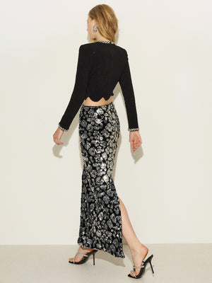 Glitter Crop Top & Sequins Skirt Sets