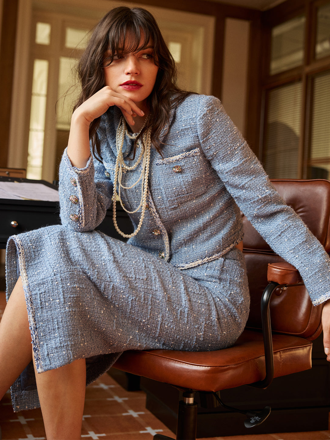 Single Breasted Tweed Jacket & Skirt Sets- MAJOR CRUSH