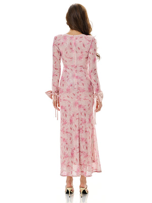 Bowknot Detail Print Sequin Dress