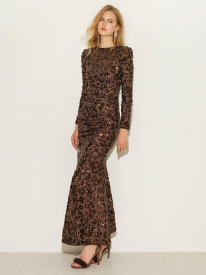 Sequin High Slit Evening Dress