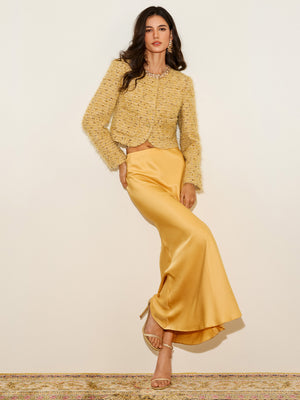 Crystal Collar Tweed Jacket & Skirt Set