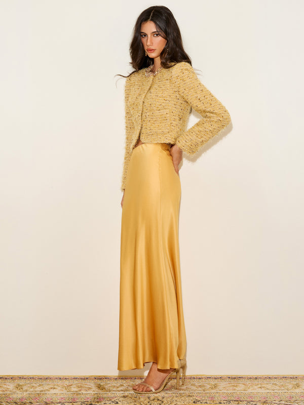 Crystal Collar Tweed Jacket & Skirt Set