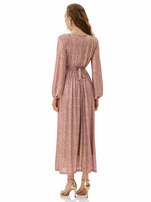 Model wearing Pink Snakeskin Maxi Dress from MAJOR CRUSH-3