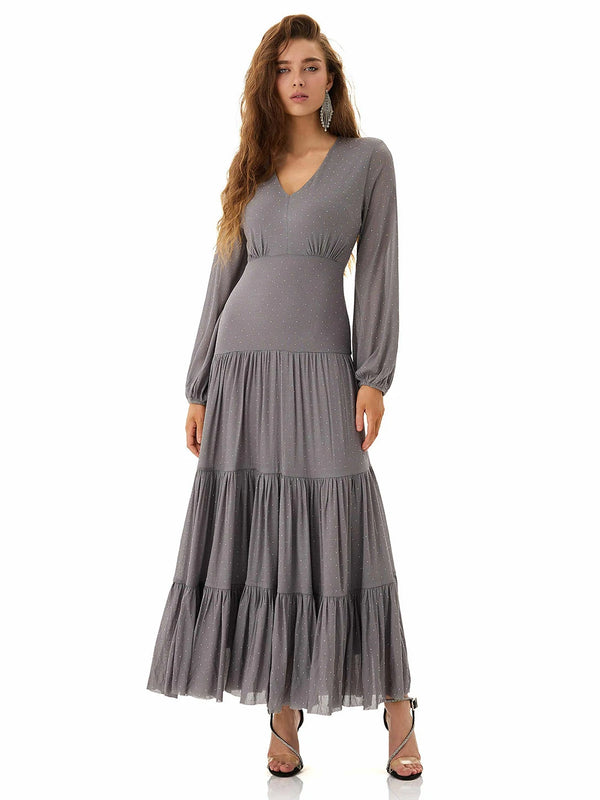 Stardust Grey Tiered Dress
