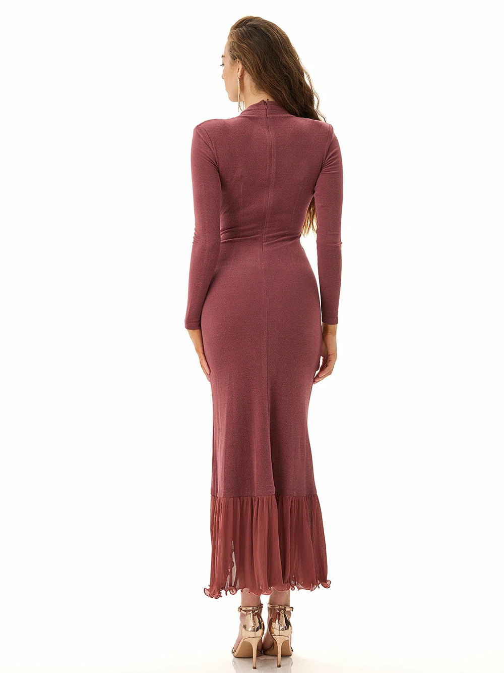 Appliqué Flower Night Ruffle Dress