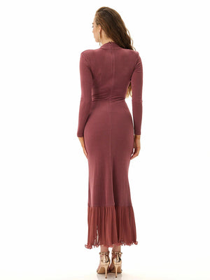Appliqué Flower Night Ruffle Dress