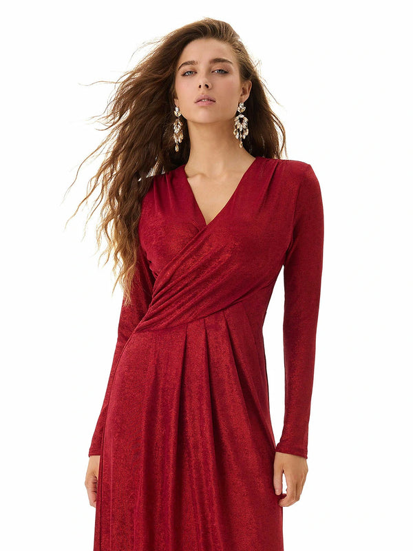 Jewel Red Ribbed Knit Dress