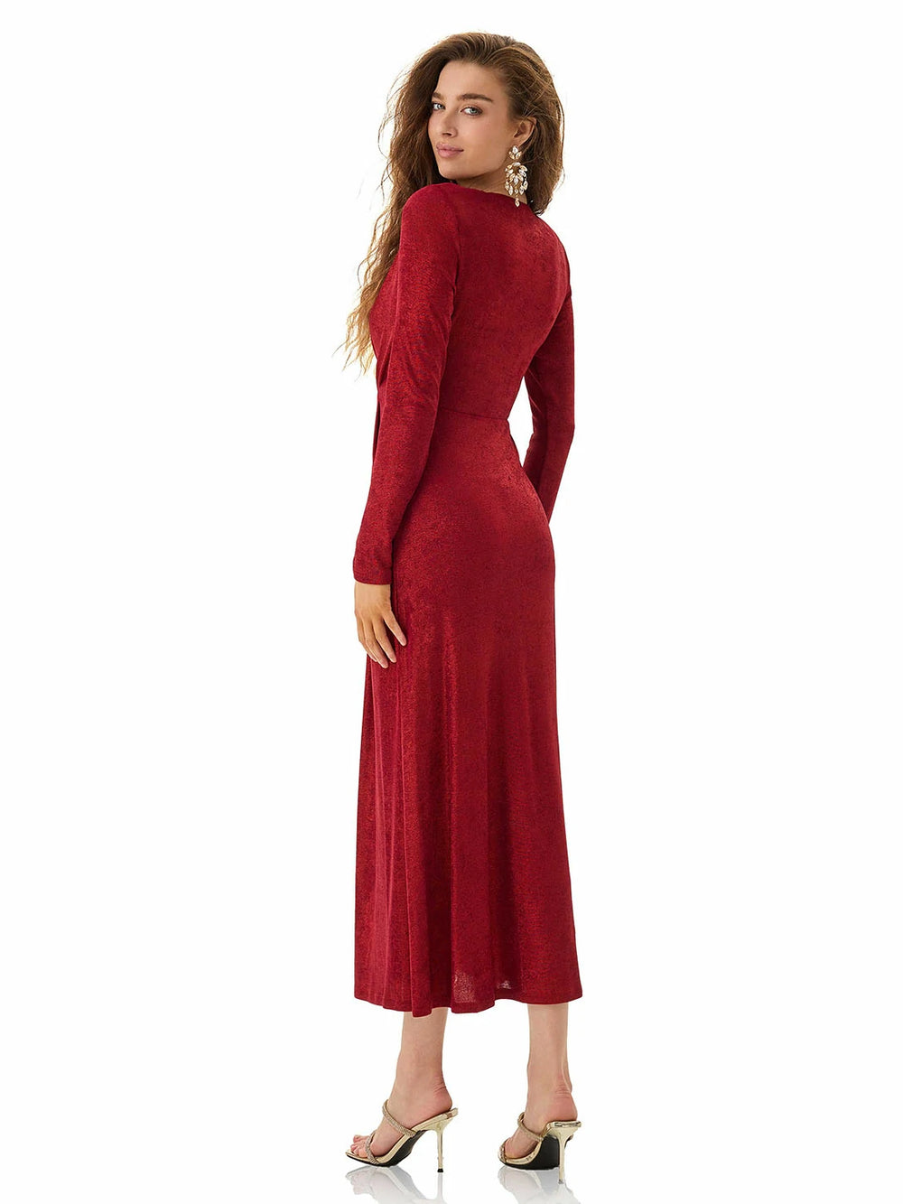 Jewel Red Ribbed Knit Dress