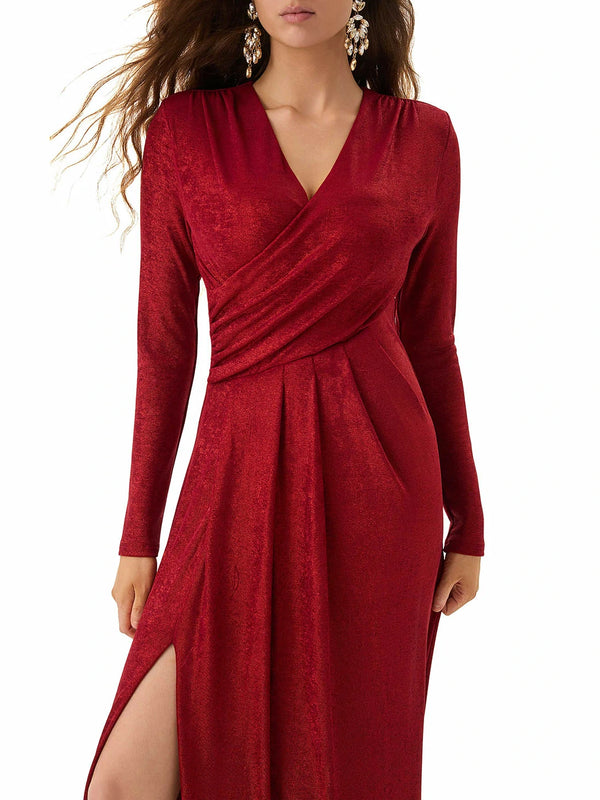 Jewel Red Ribbed Knit Dress