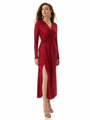 Jewel Red Ribbed Knit Dress