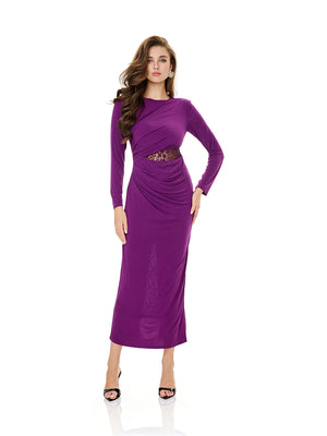 Ruched Lace Detail Evening Dress