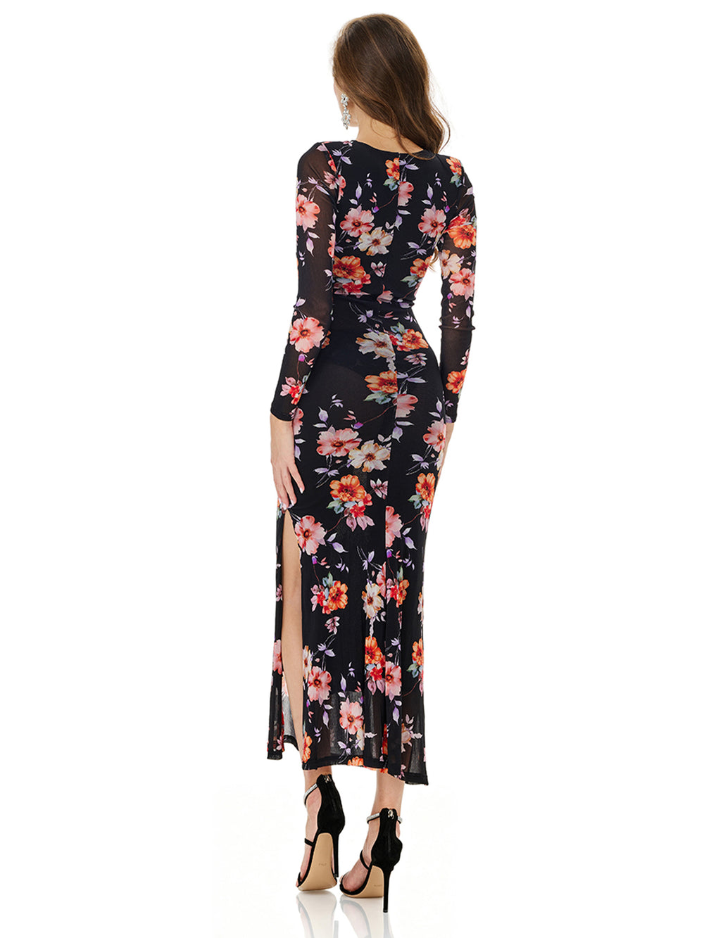 Floral Print Side Slit Bodycon Dress