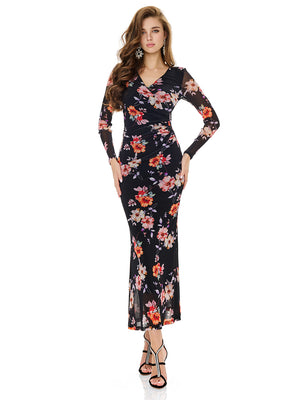 Floral Print Side Slit Bodycon Dress