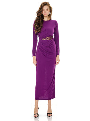 Ruched Lace Detail Evening Dress