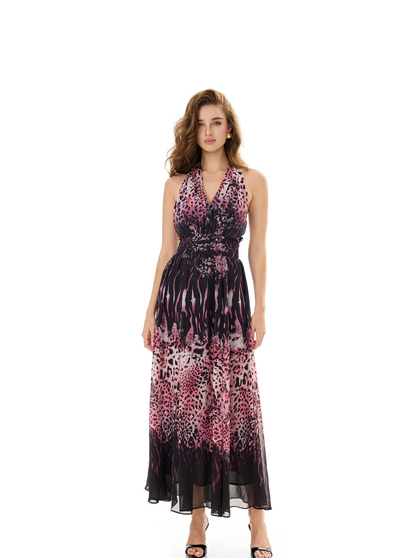 Halter Leopard Print Dress