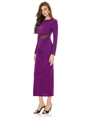 Ruched Lace Detail Evening Dress