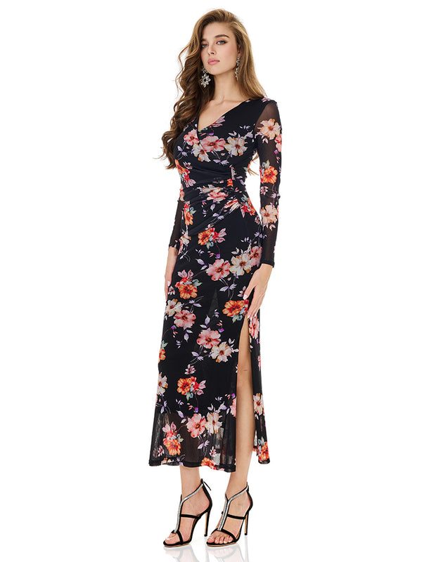 Floral Print Side Slit Bodycon Dress