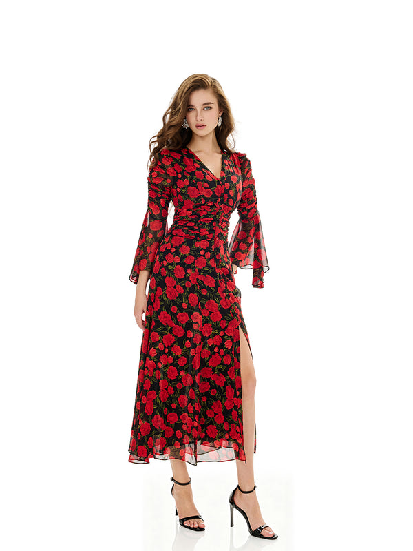 Bloom Flroal Print Ruffles Dress