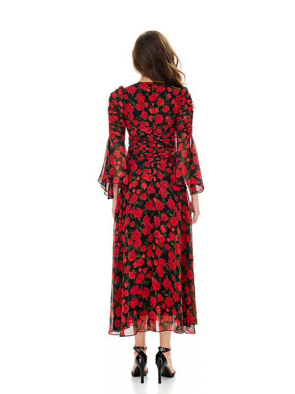 Bloom Flroal Print Ruffles Dress