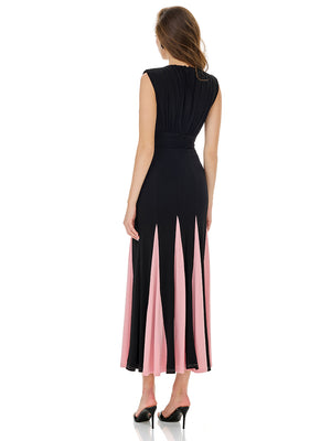 Sculpted Color Block Midi Dress