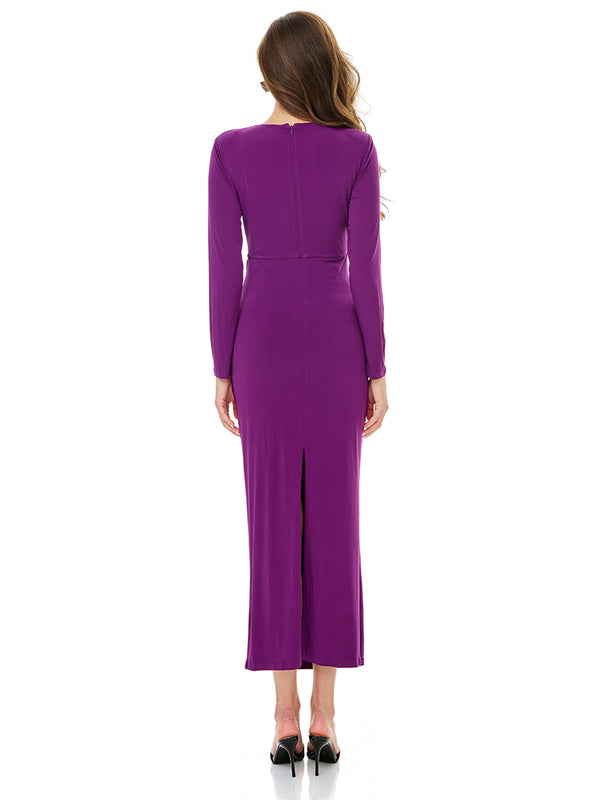 Ruched Lace Detail Evening Dress