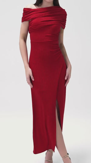 Vivid Red Pleated Dress