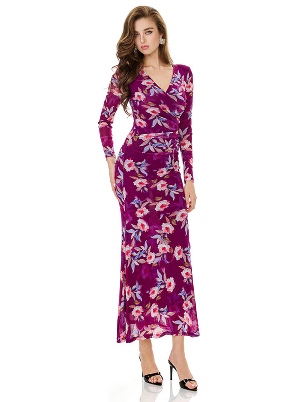 Floral Print Side Slit Bodycon Dress
