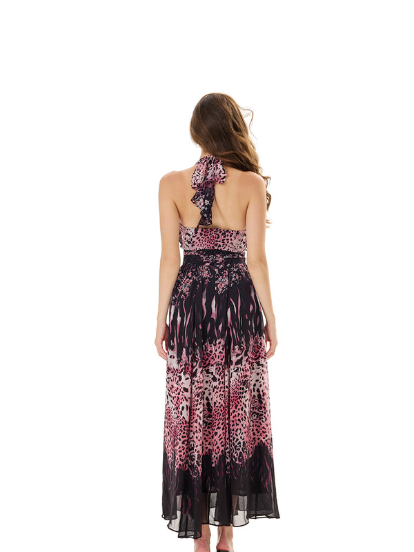 Halter Leopard Print Dress
