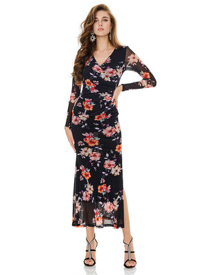Floral Print Side Slit Bodycon Dress